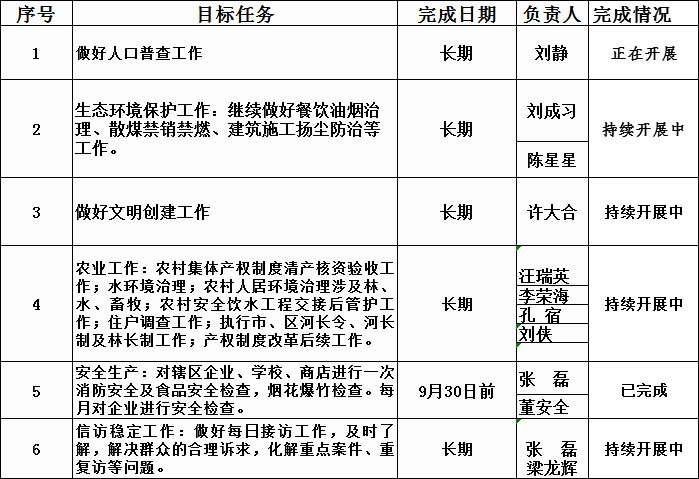 九,重点工作分解及完成情况